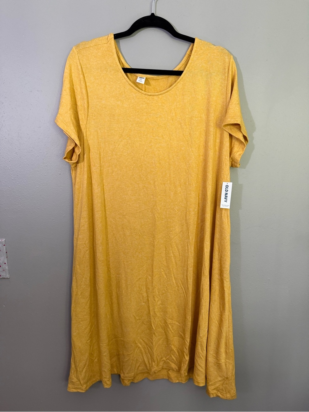 Old Navy Golden Yellow Short-Sleeve A-Line Midi Dress